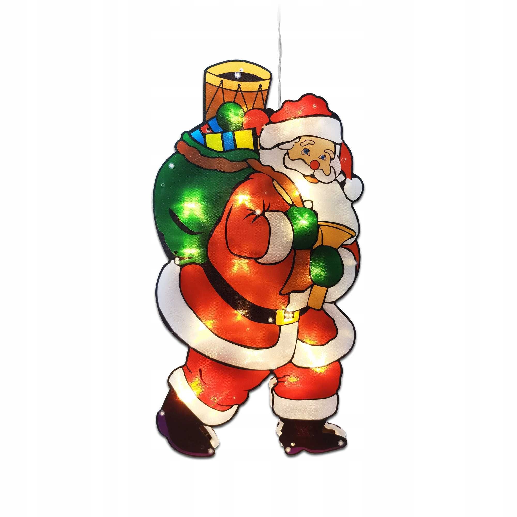 Ozdoby świąteczne Mikołaj LED na baterie 26 cm