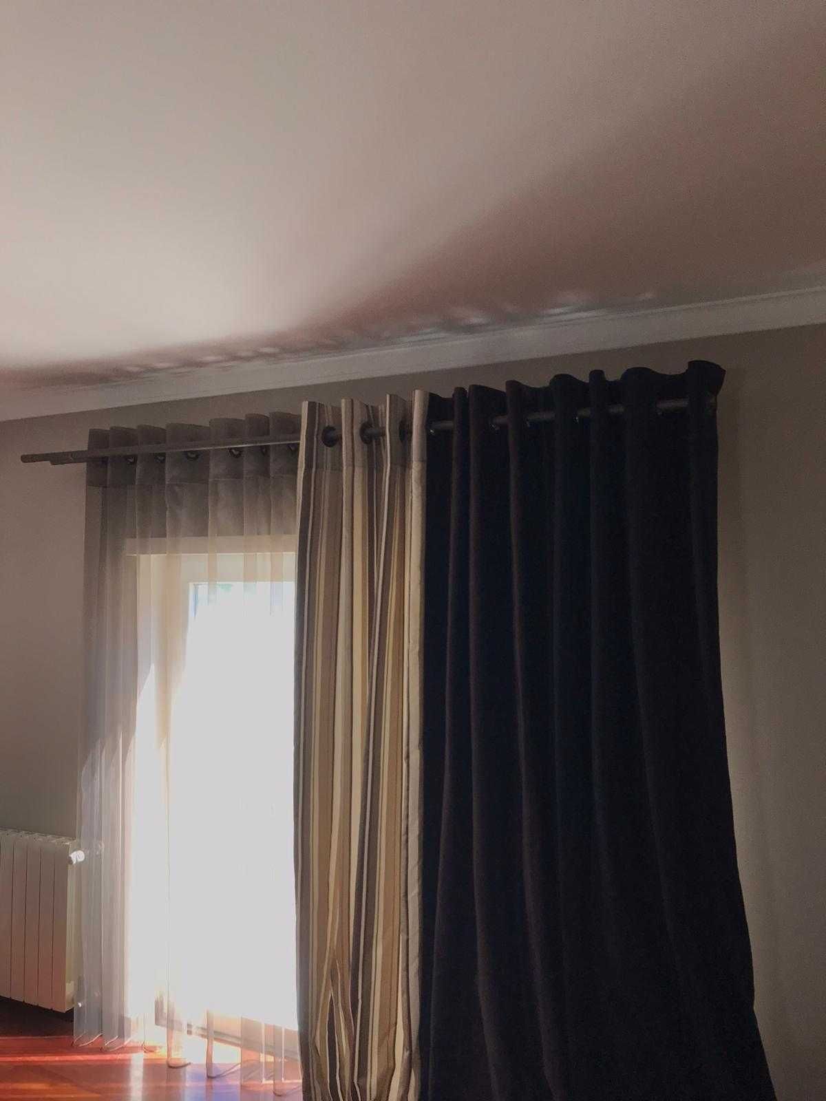 Cortina / Cortinado de luxo com varão (3 metros) duplo incluído