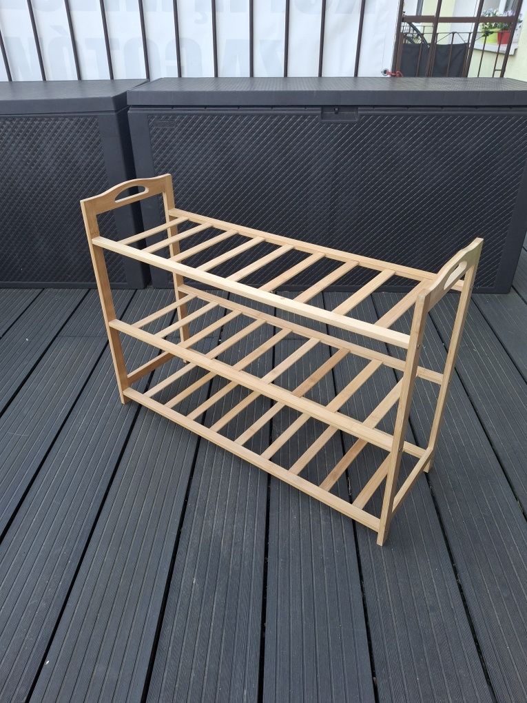 Stojak na buty bambusowy 3 poziomy 67x49x23