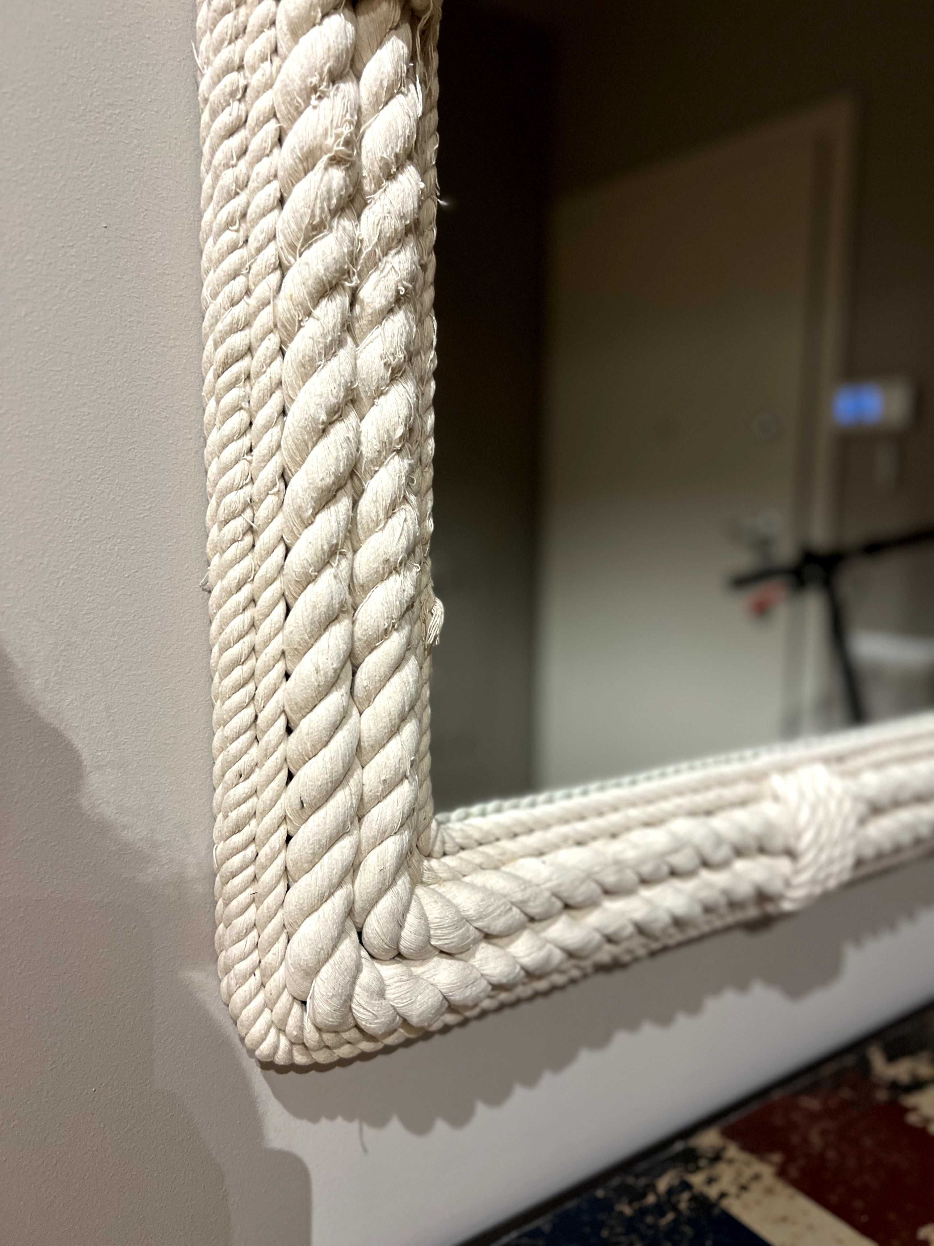 Lustro ścienne ręcznie robione żeglarskie Coastal White Rope 80 x 100