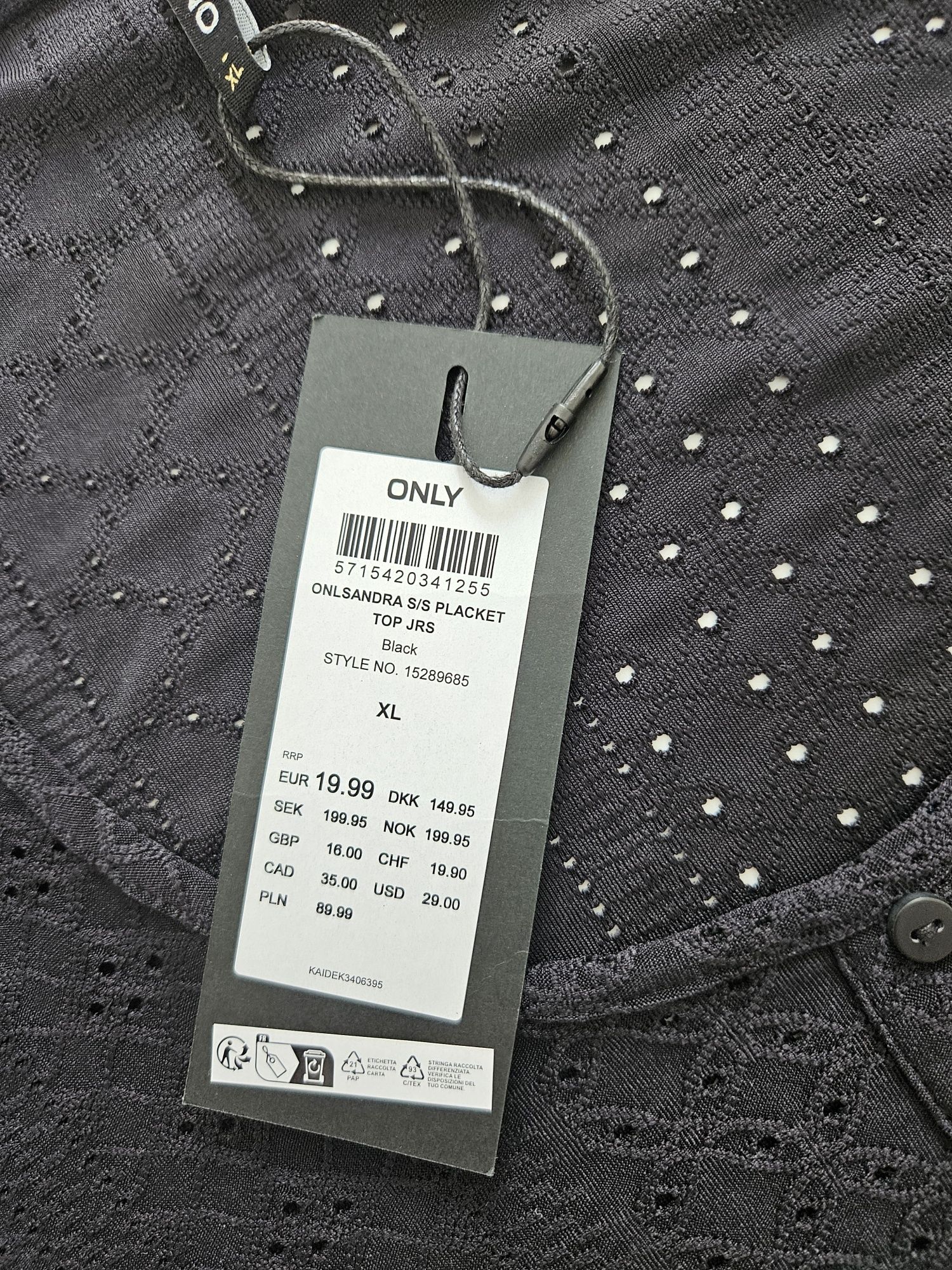 Crop top z krótkim rękawem koronkowy czarny nowy Only 42 XL viral hit