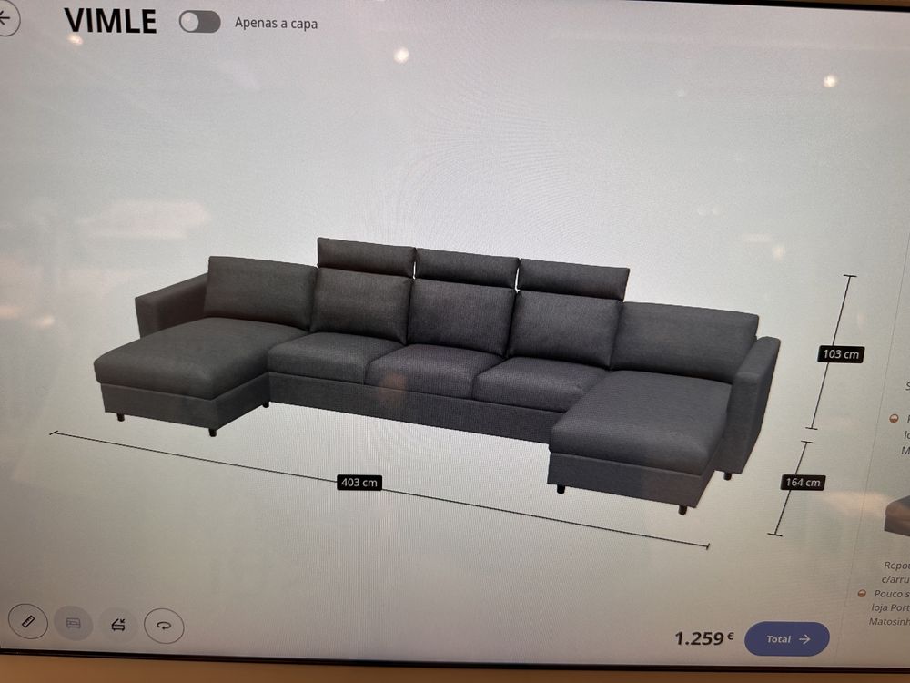 Sofa com chaise longue IKEA - VENDA URGENTE