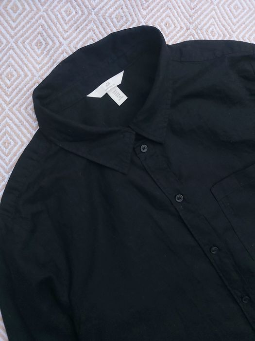 Жіноча, чорна, лляна сорочка від H&M. Стан нової. Розмір М