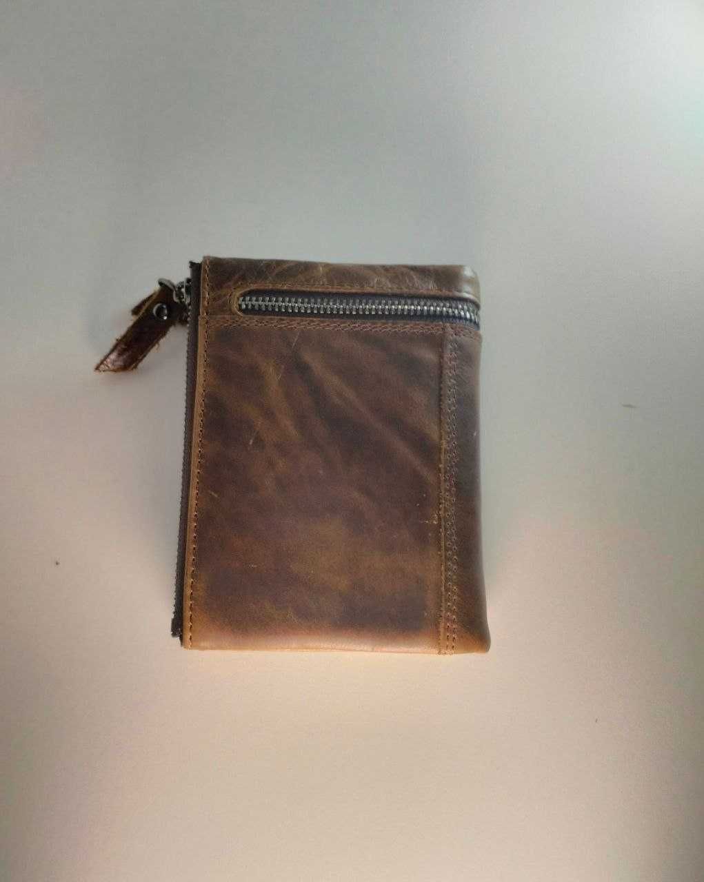 Чоловічий гаманець у вінтажному стилі, кожаный кошелёк мужской.
