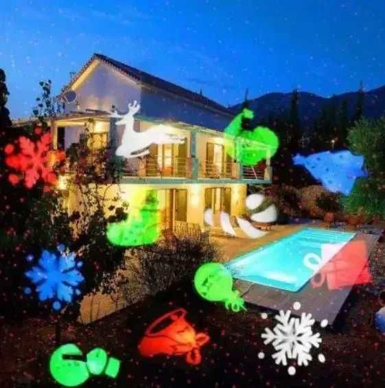 Лазерный проектор новогодний Star Shower с рисунками уличный, есть опт