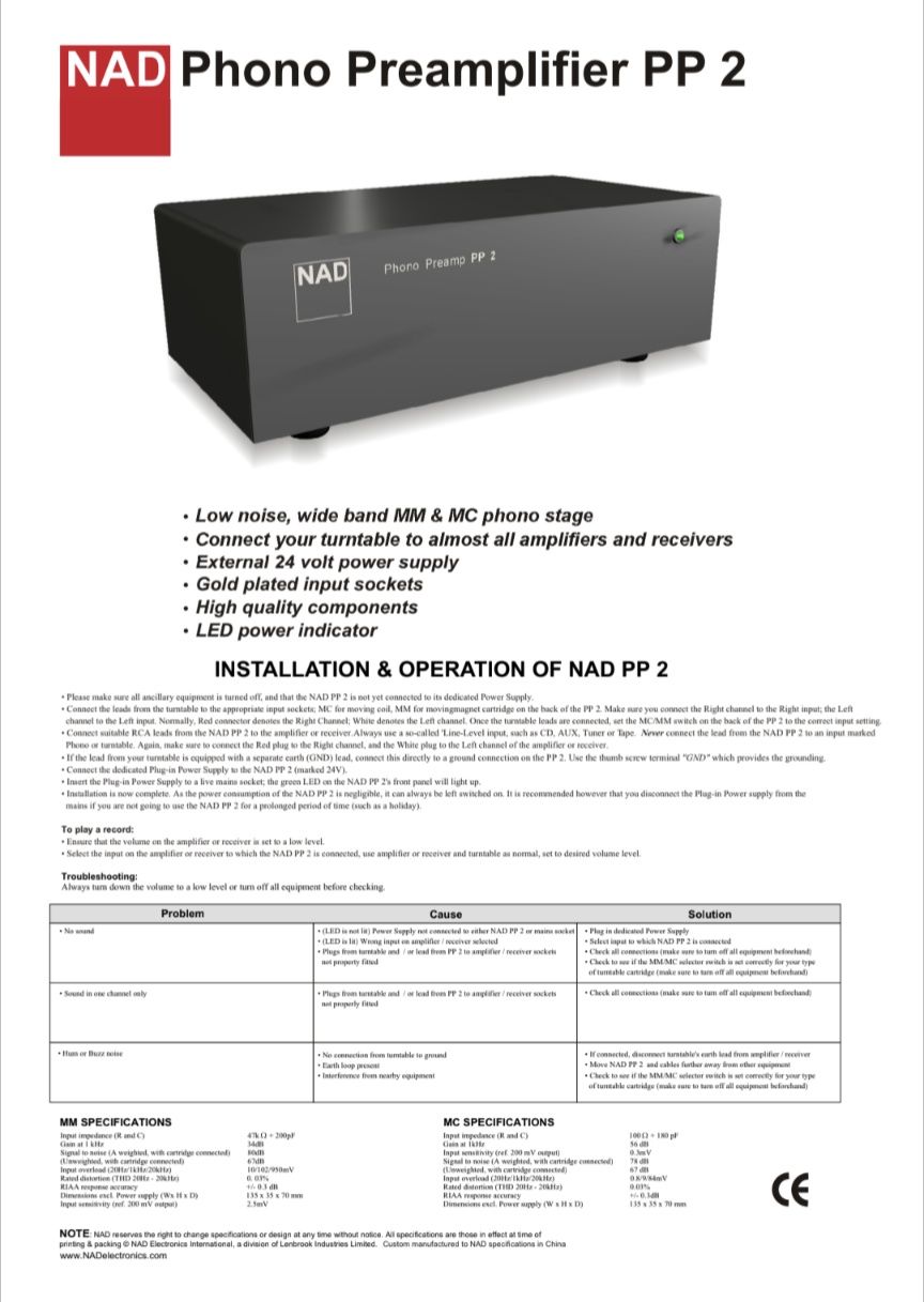 Pré Amplificador Phono NAD PP2 - RESERVADO