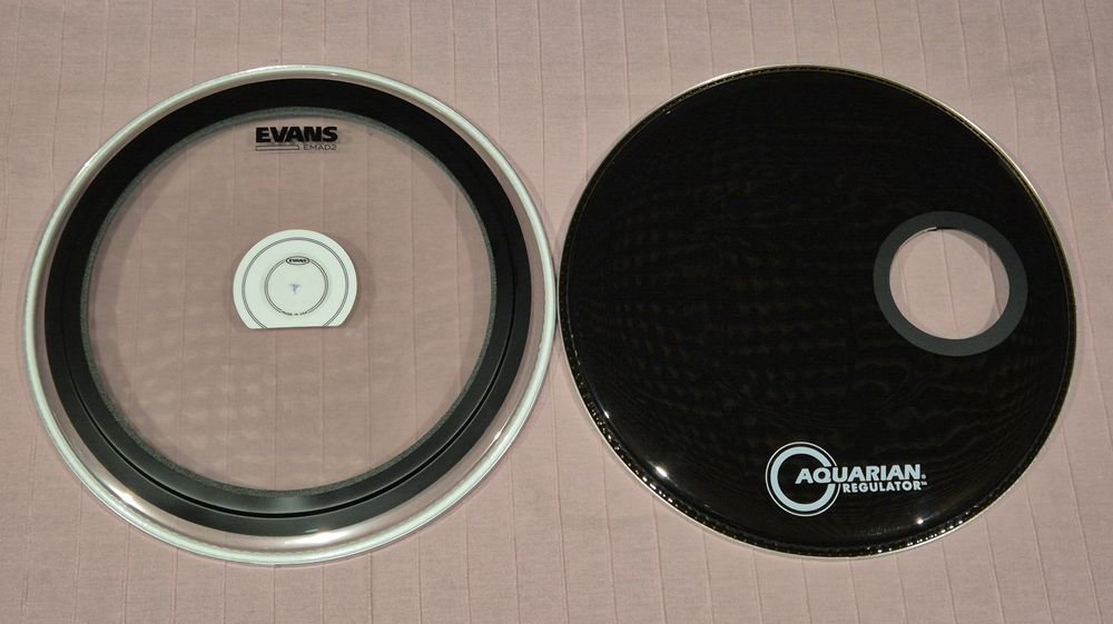 Zestaw Evans Emad 2 i Aquarian Regulator na  bęben basowy 18" - top!