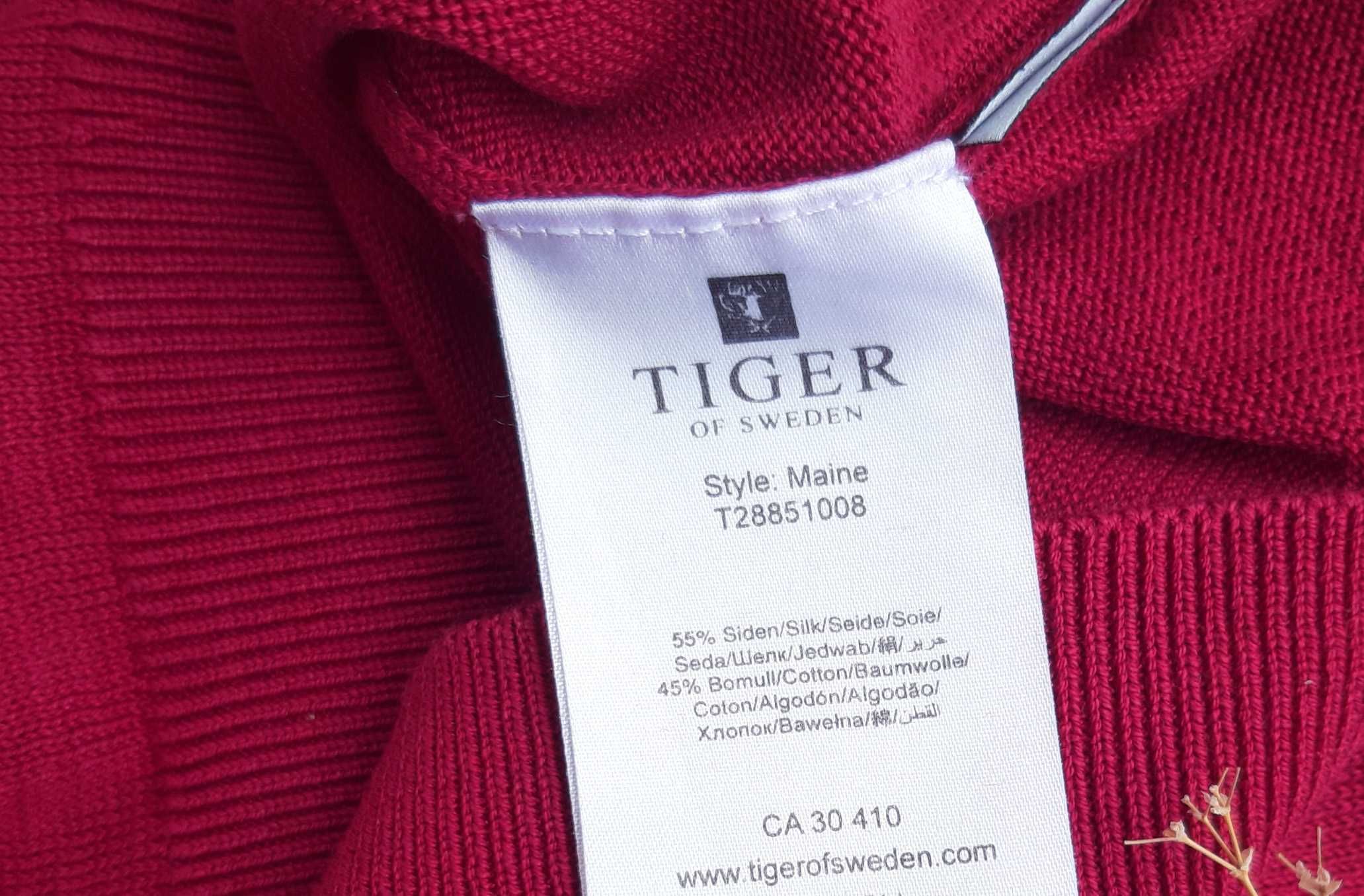 Tiger of Sweden jedwab bawełna sweter męski dekolt V r.L