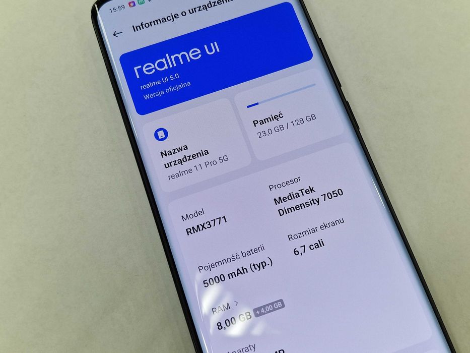 Realme 11 PRO 5G Dual SIM/ 8GB/ 128GB/ Astral Black/ Grade A