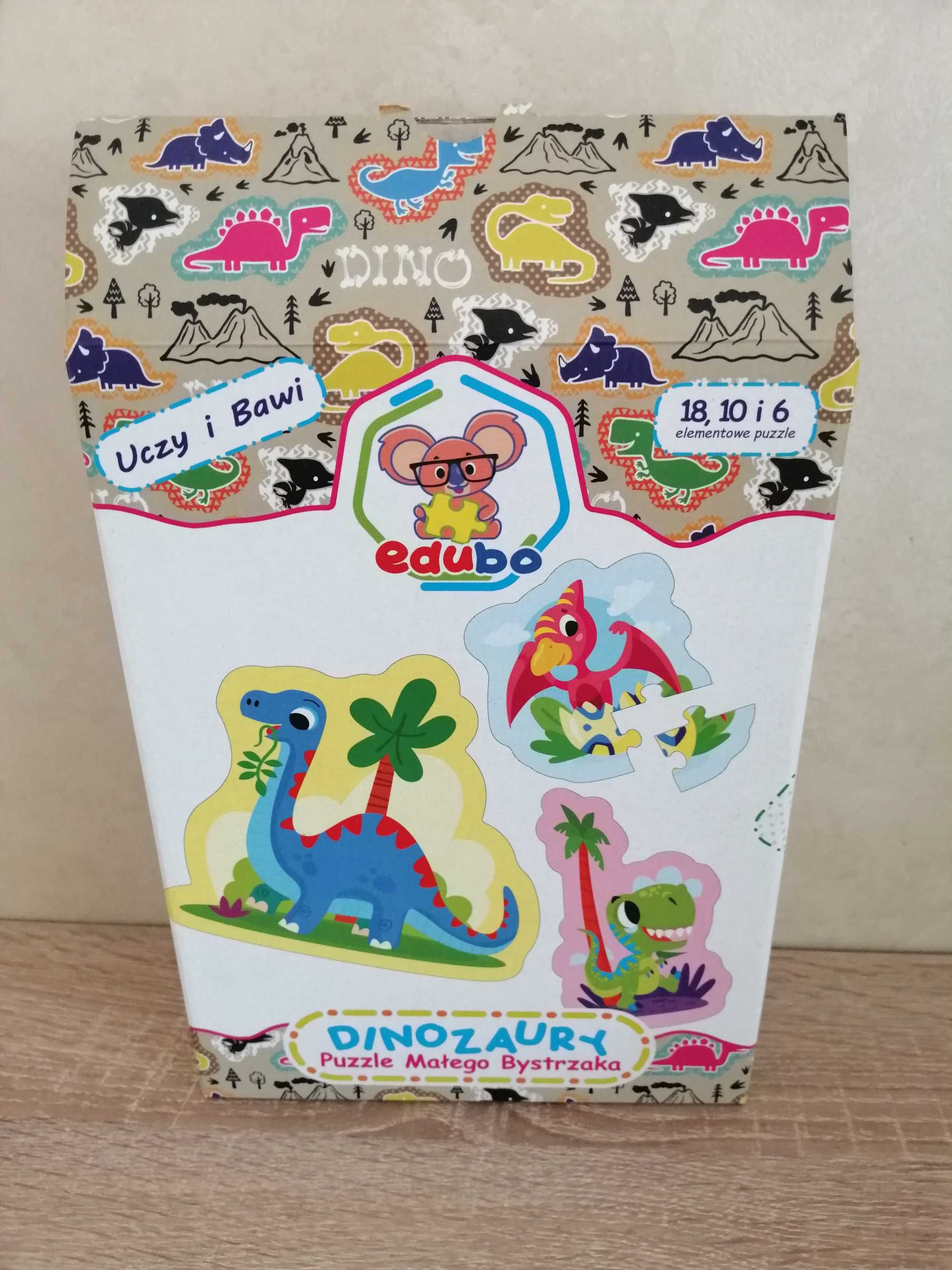 Puzzle edukacyjne Dinozaury - Puzzle Małego Bystrzaka, 3w1, edubo, 3+