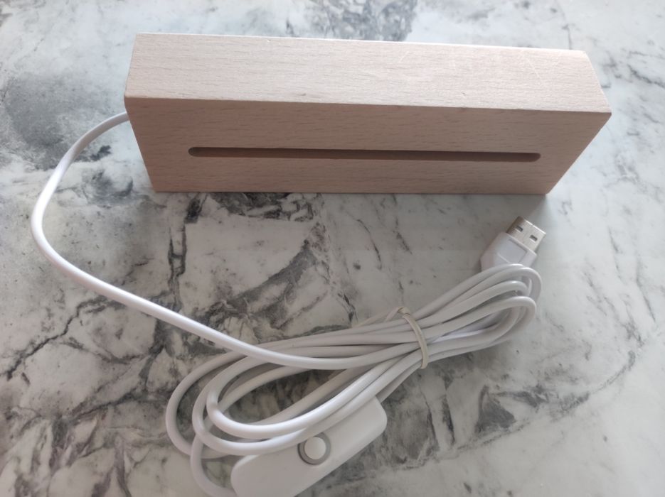Lampka LED USB drewniany klocek nowa