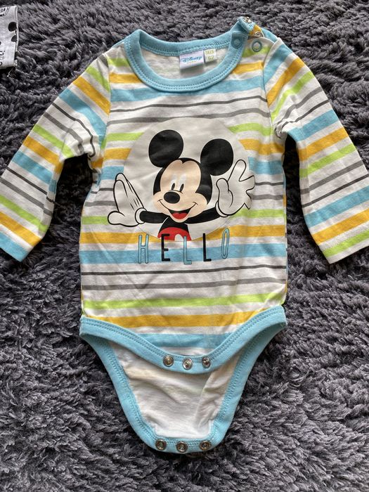 3 pary, zestaw, komplet, body na długi rękaw, pajacyk, Disney, 62