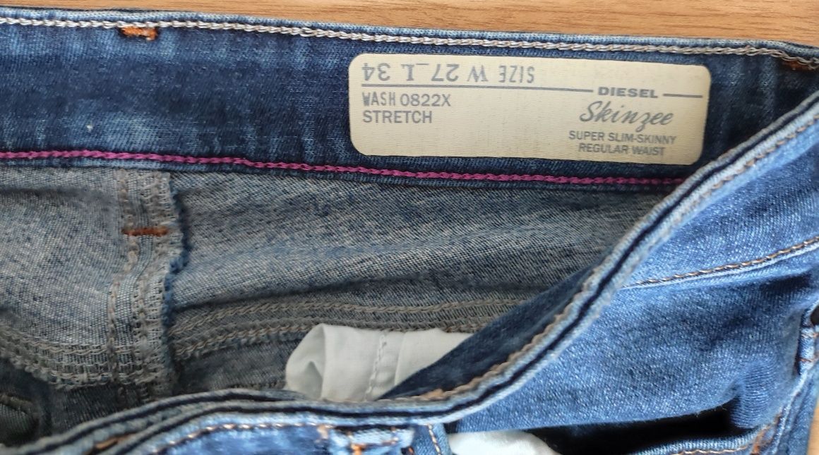 Spodnie dżinsy XS 34 Diesel skinny rurki wysoki stan