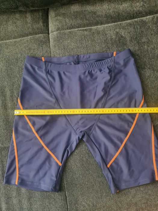 Szorty kąpielówki męskie granatowe z pomarańczowa nitka  rozm.L