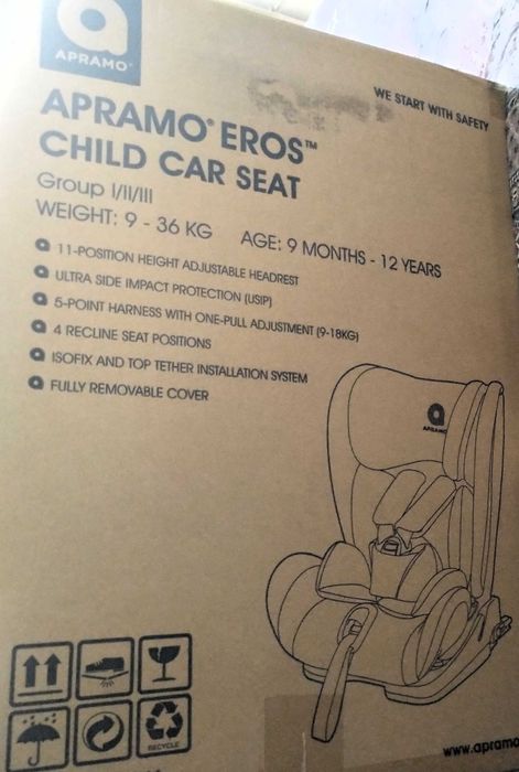 Cadeira Auto Bebé Grupo I/II/III Apramo Eros