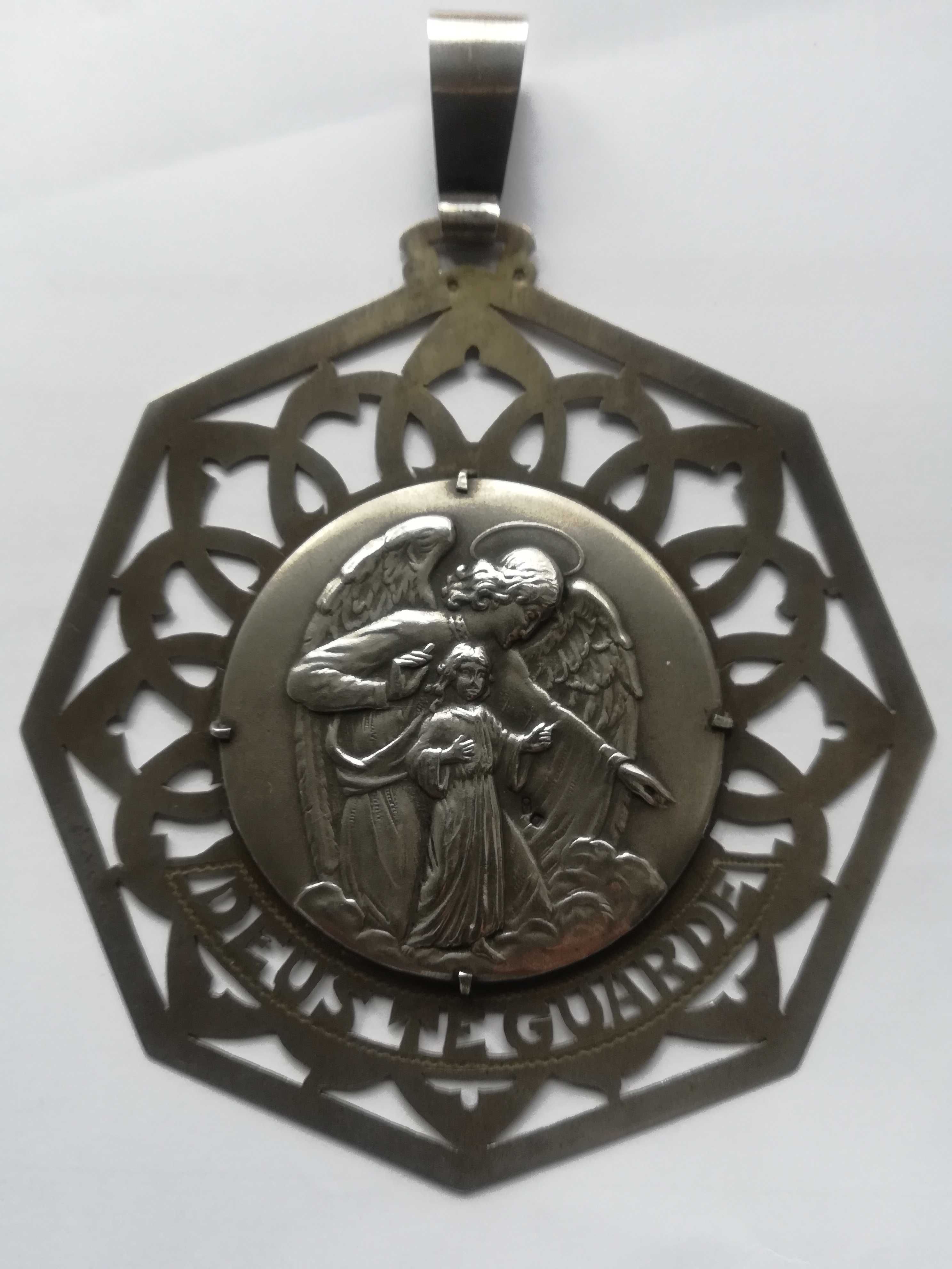 Anjo da guarda medalha prata antiga