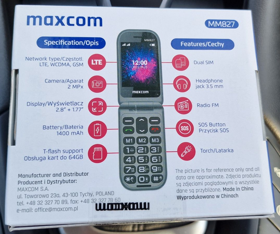 Telefon maxcom MM827 dla seniora
