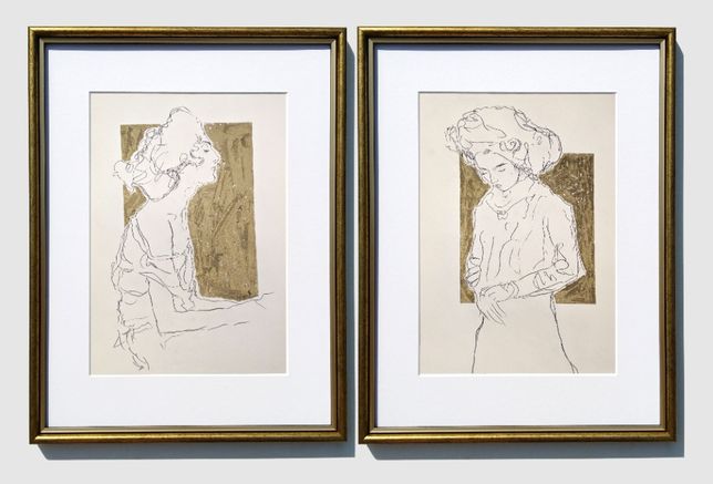 Złoty obraz, rysunek szkic do salonu do łazienki złoty akcent G. Klimt