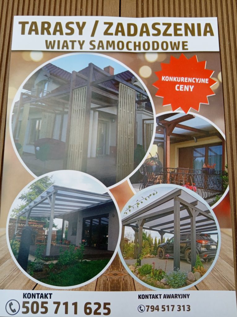 Zadaszenia, Tarasy,Wiaty samochodowe