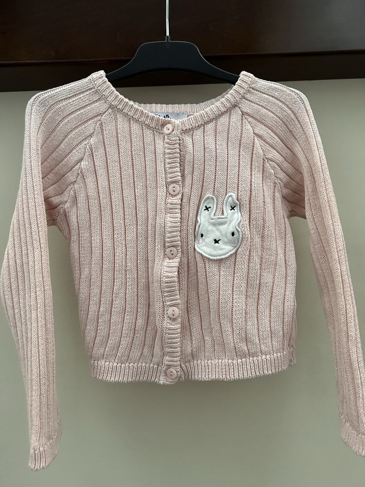 Różowy sweterek na guziki dla dziewczynki prążki 5.10.15 kids r. 92