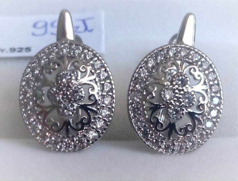 S925 Srebro Srebrne Luksusowe Ekskluzywne Klasyczne Ażurowe Kolczyki