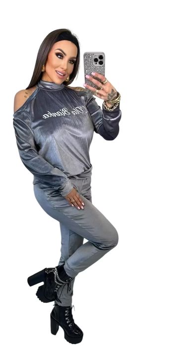 Dres Lola Bianka dres welurowy szary