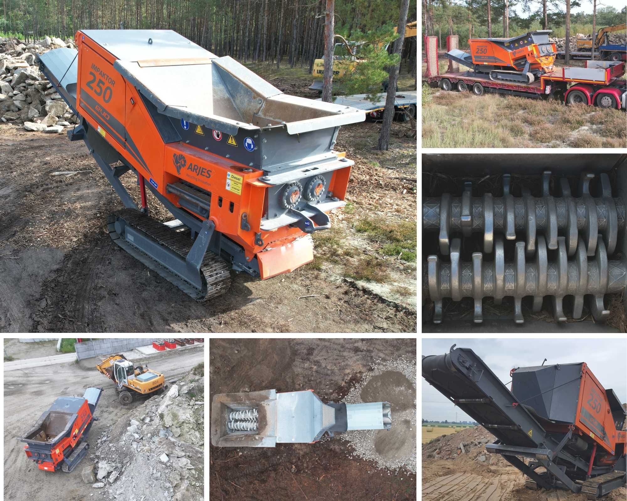 Kruszenie, gruz, rozdrabnianie odpadów, Arjes Impactor 250
