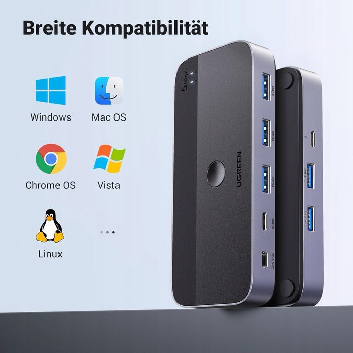 Przełącznik USB KVM 2PC z 1C3A 3.0 portami, przełącznik USB 2 w 4 w