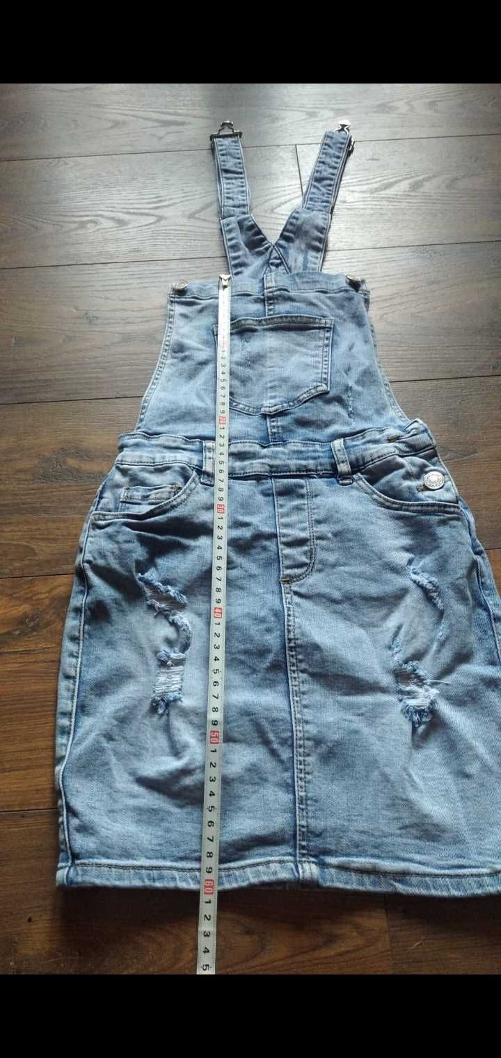 Ogrodniczka jeans dziewczęca XS