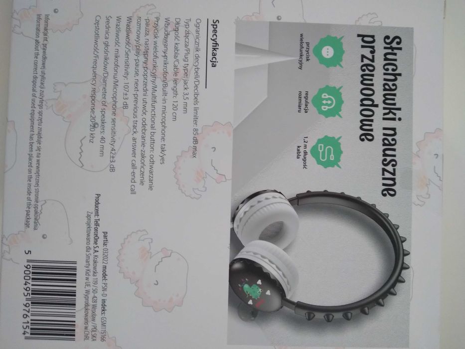 słuchawki nauszne przewodowe dla dzieci nowe