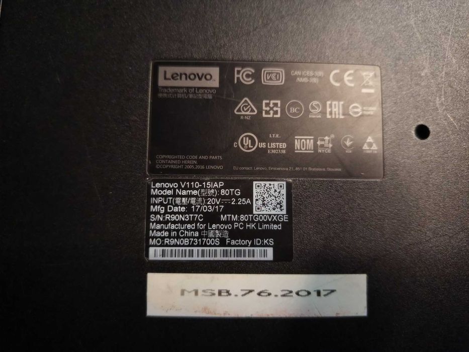 Ноутбук Lenovo V110-15IAP Type 80TG