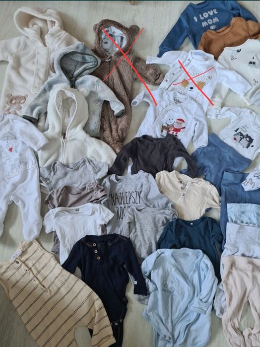 Ubranka dla dziecka, wyprawka niemowlęca r 62 h&m zima. Mega paka.