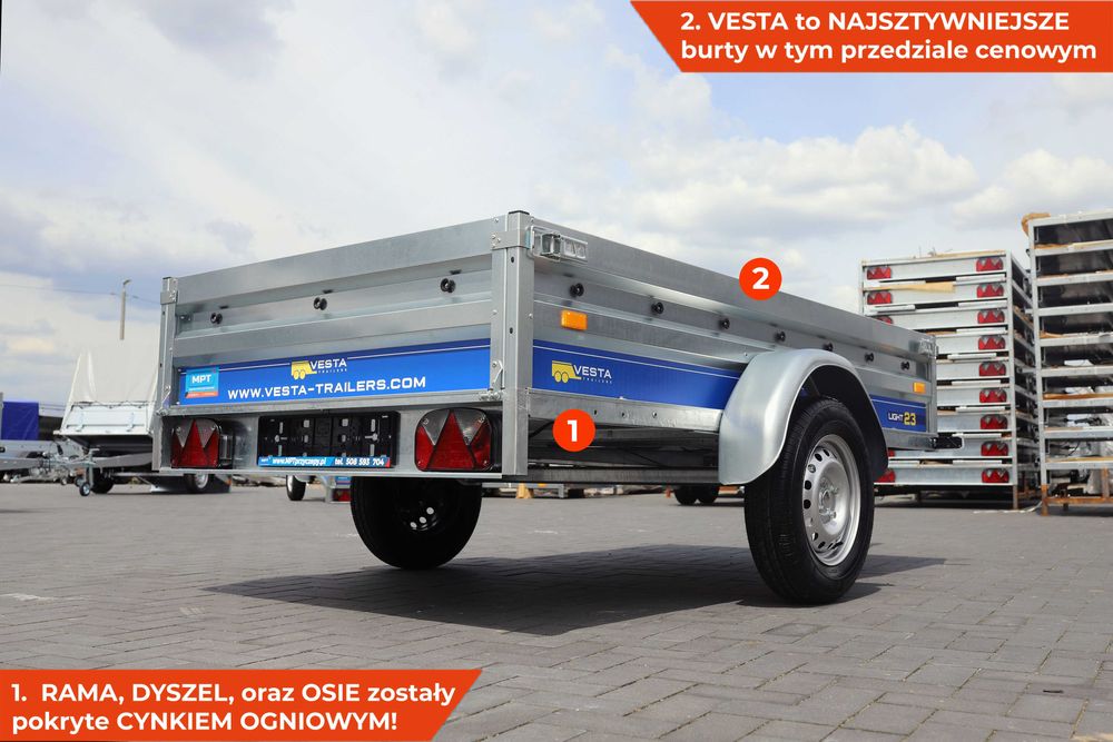 SOLIDNA 232x131x37 spawana przyczepka samochodowa 750 kg 1 oś VESTA