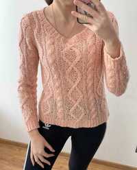 H&M sweter moher wełna morelowy s 36