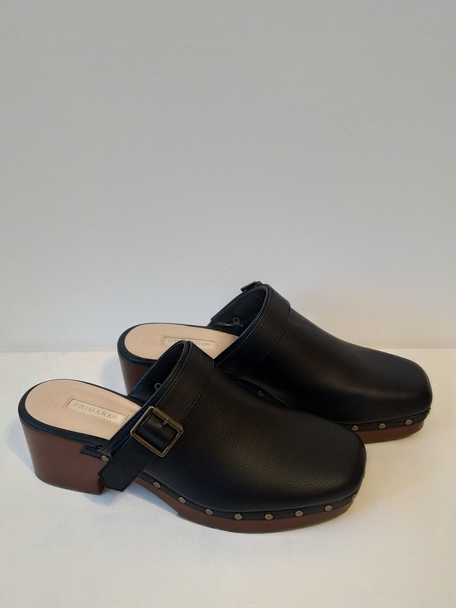кожаные  сабо клоги мюли р.39 -40 черные Primark