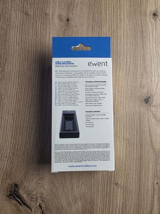 Caixa/Adaptador Ewent NVMe USB-C 3.2 Gen2 (EW7022) - Rápido