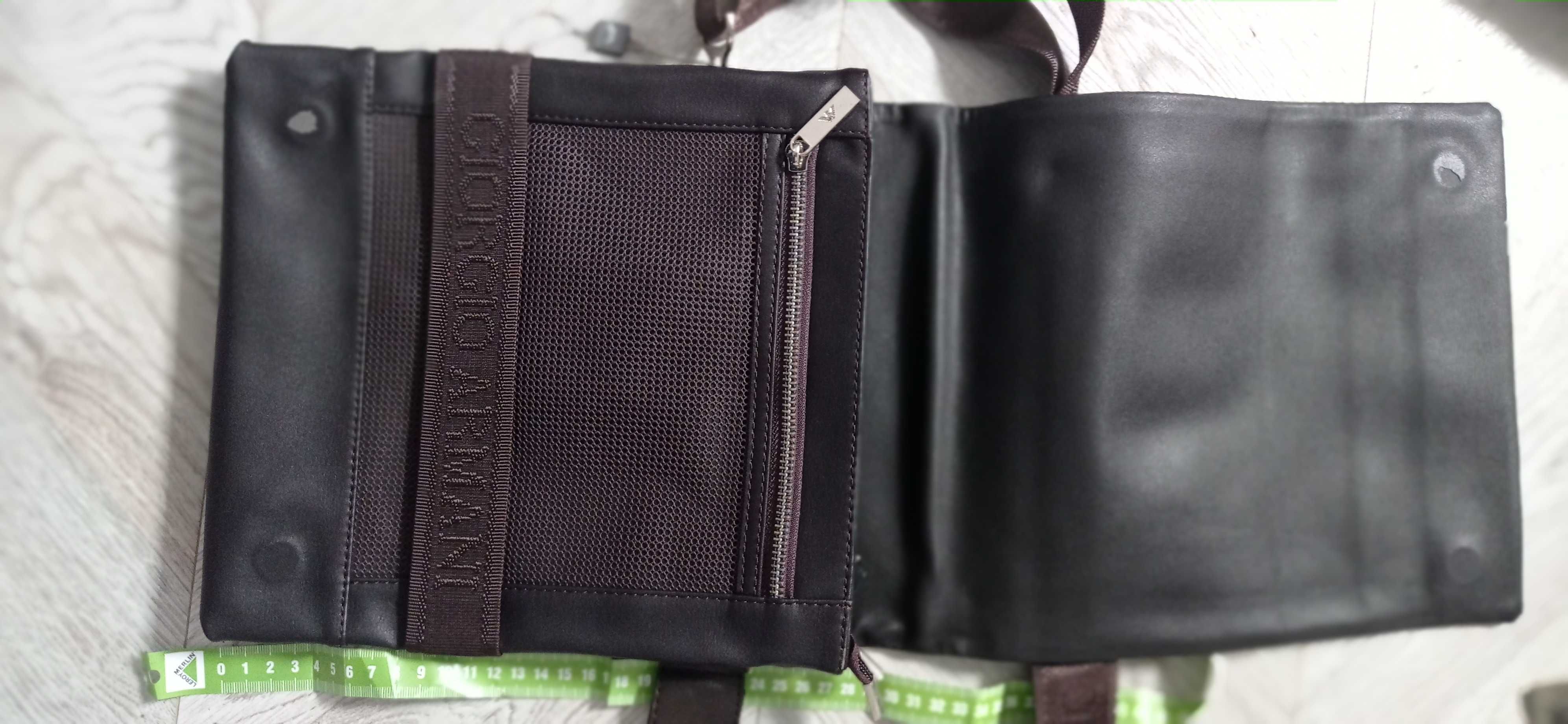 Nowa torba skórzana męska Giorgio Armani ciemny brąz