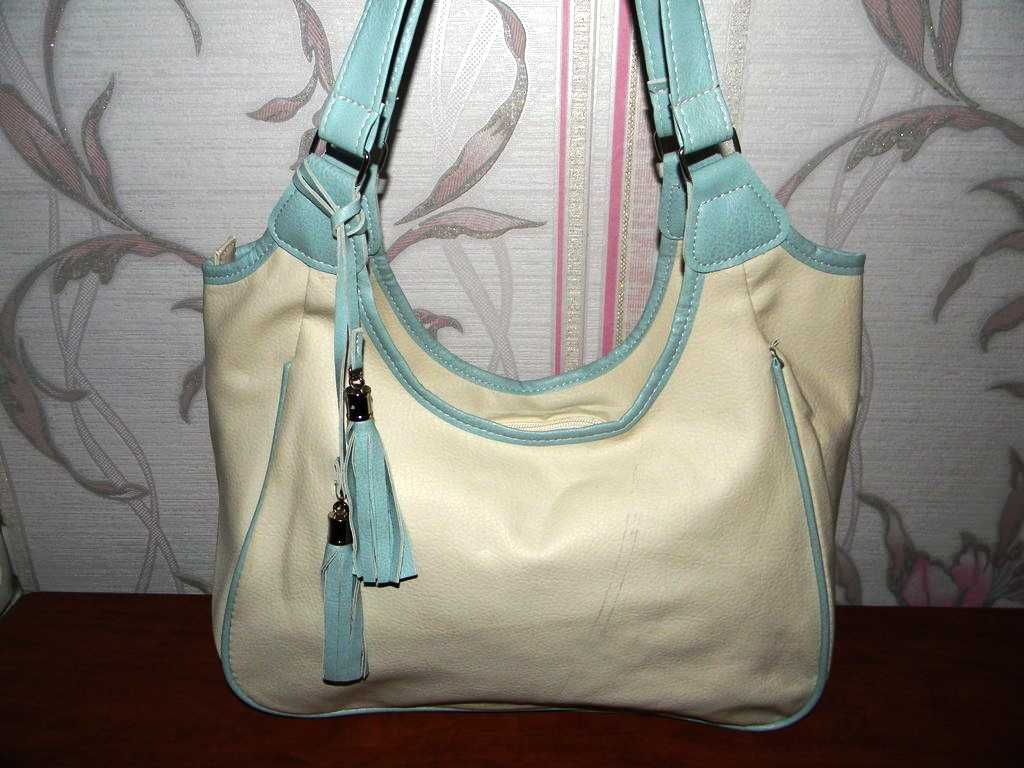 Сумка Nathalie Andersen Cream Women's Shoulder Bag Duck Egg Blue Trim