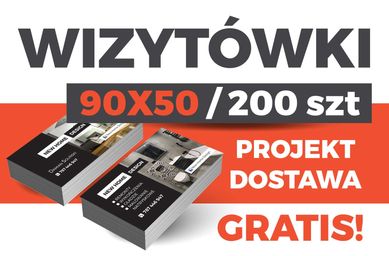 Wizytówki 200 szt - ulotki, baner, reklama, projekty, plakaty, druk