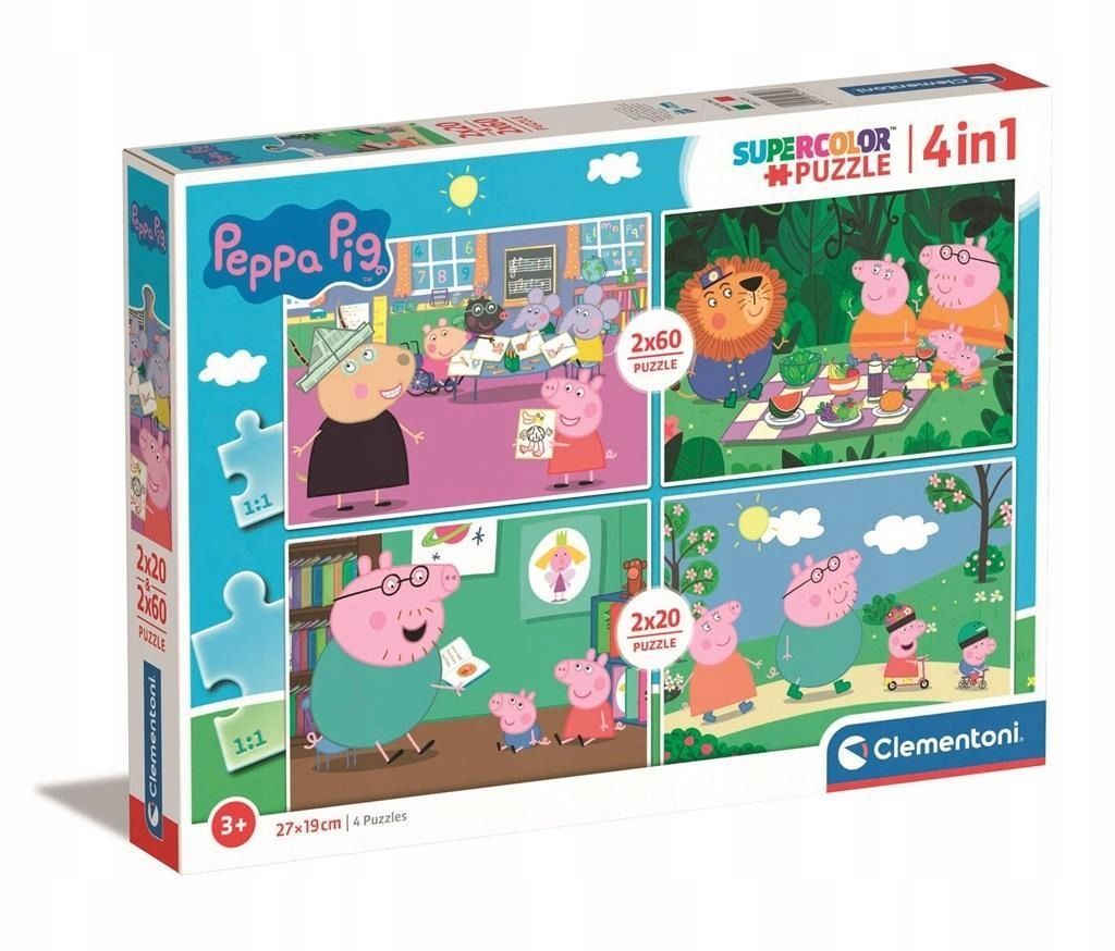 Puzzle 4w1 Super Kolor Peppa Pig, Clementoni