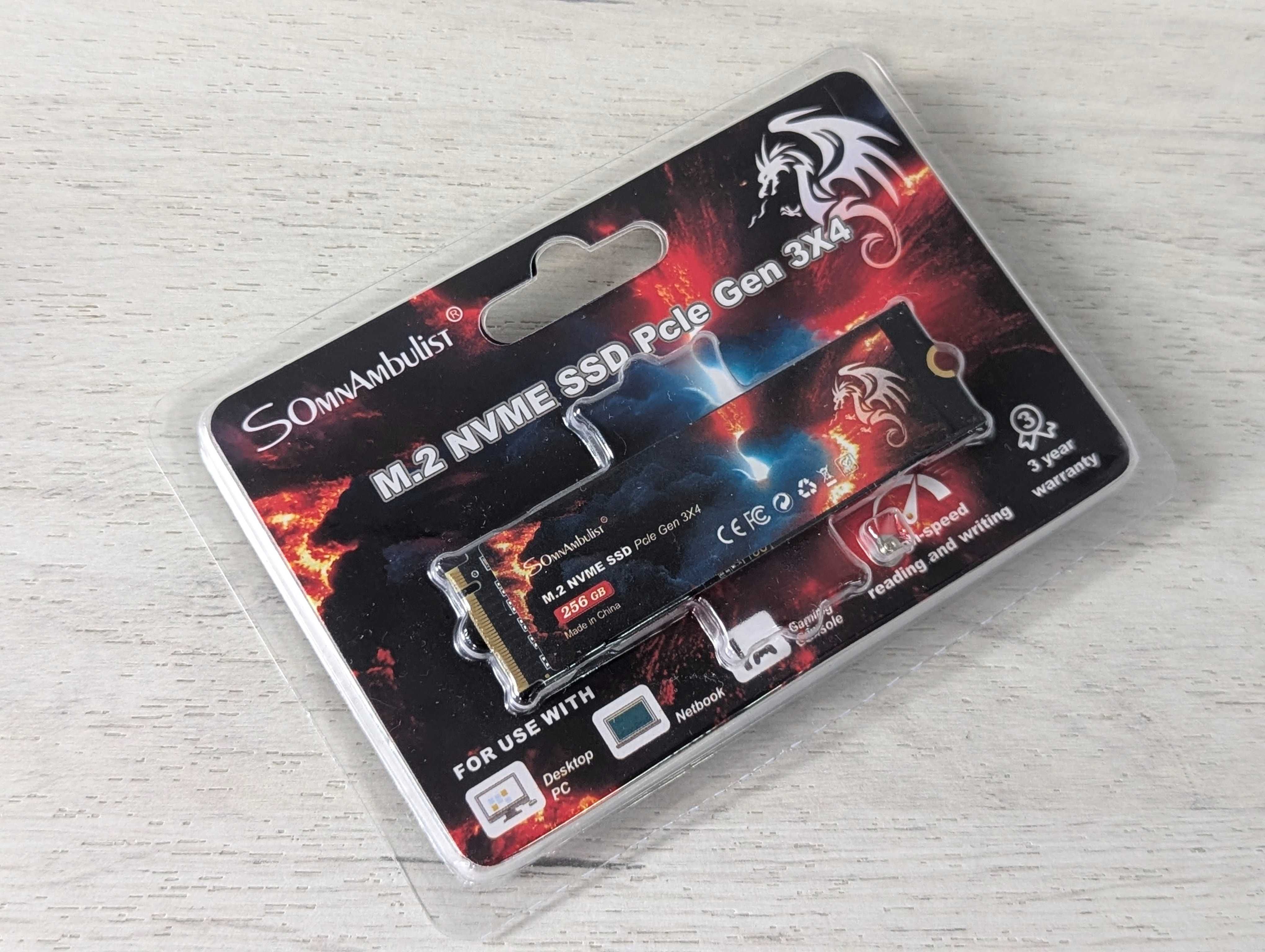 M.2 NVME SSD Pcle Gen 3x4  SomnAmbulist 256 Gb
