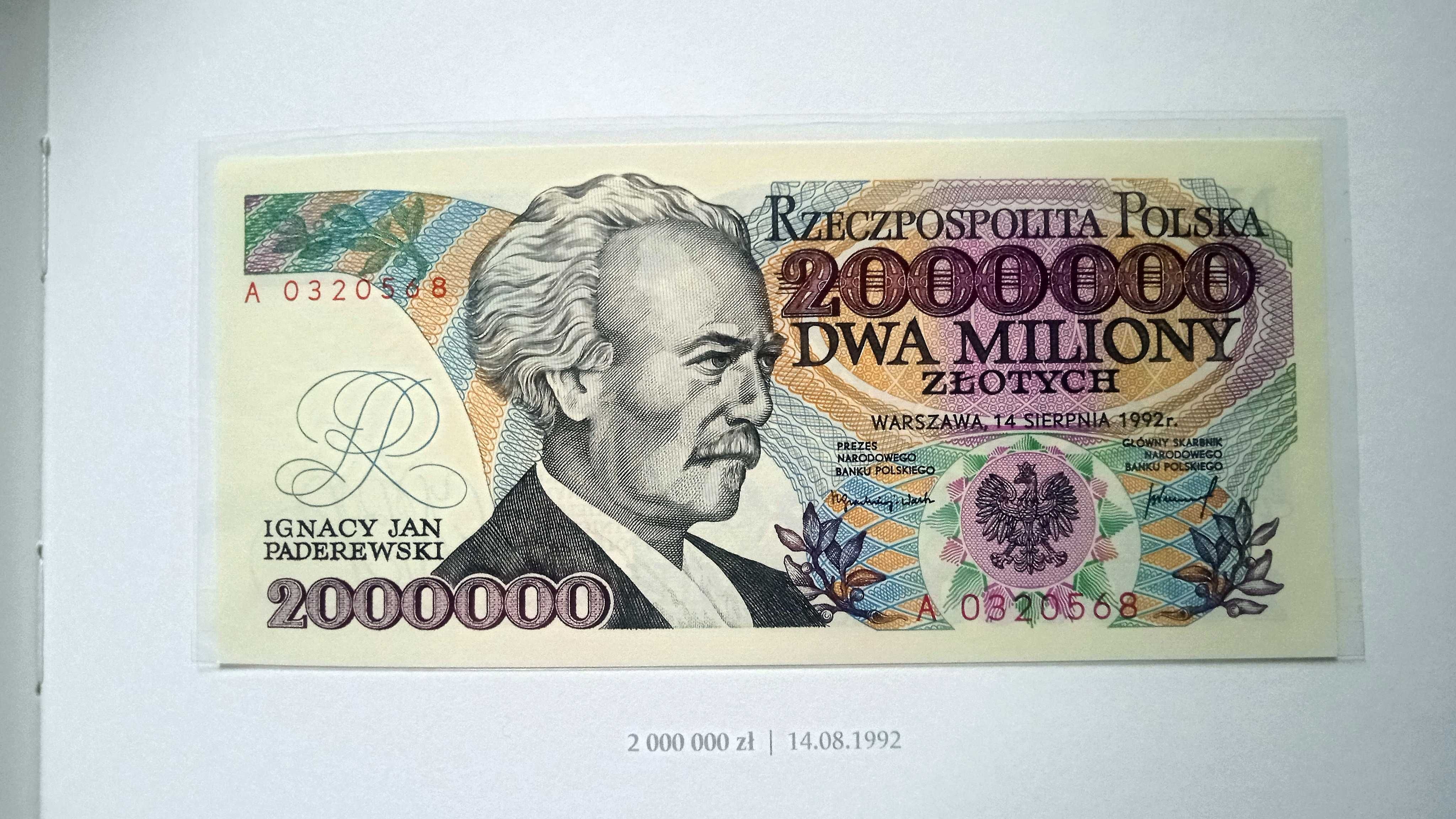Banknot PRL  2.000000 zł 1992   A   st.1 UNC   z błędem