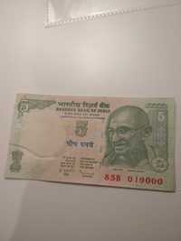 Banknot indyjski Five Rupees 5 rupii indyjskich odbiór Koszalin