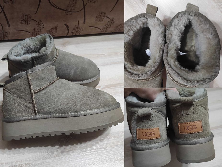 Натуральные угги на высокой подошве, замшевые угги UGG овчина 39 р-р