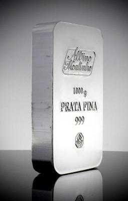 Barra de Prata Fina 999,9 com 1000 g. de prata pura