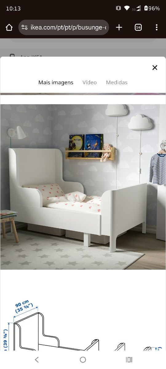 Cama estencivel para criança