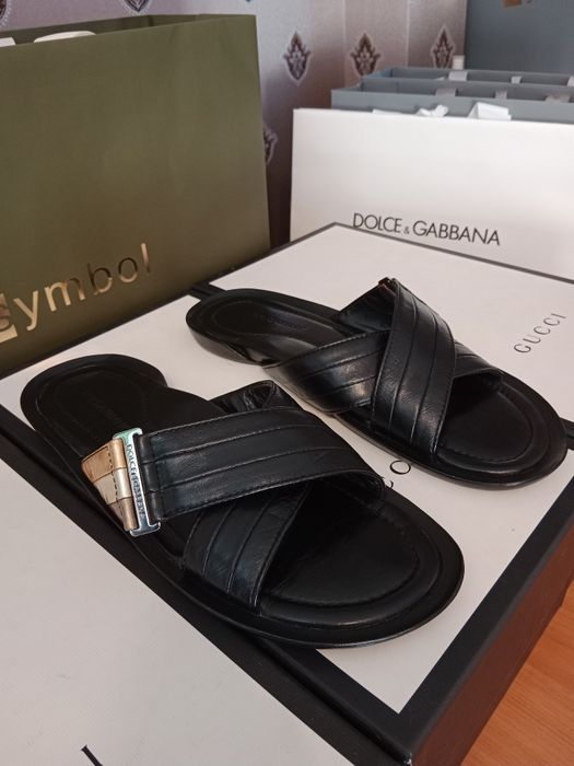 Кожаные шлёпанцы - тапки Dolce Gabbana оригинал