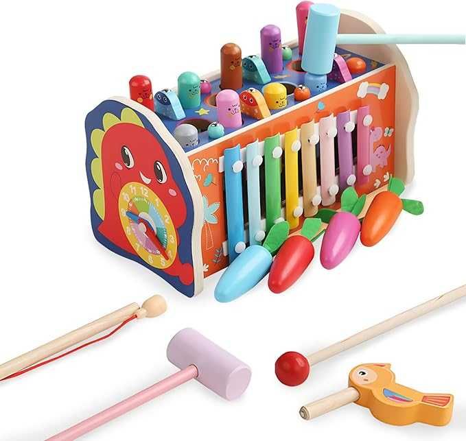 Zabawka edukacyjna Montessori 8w1 drewniana zabawka cymbałki