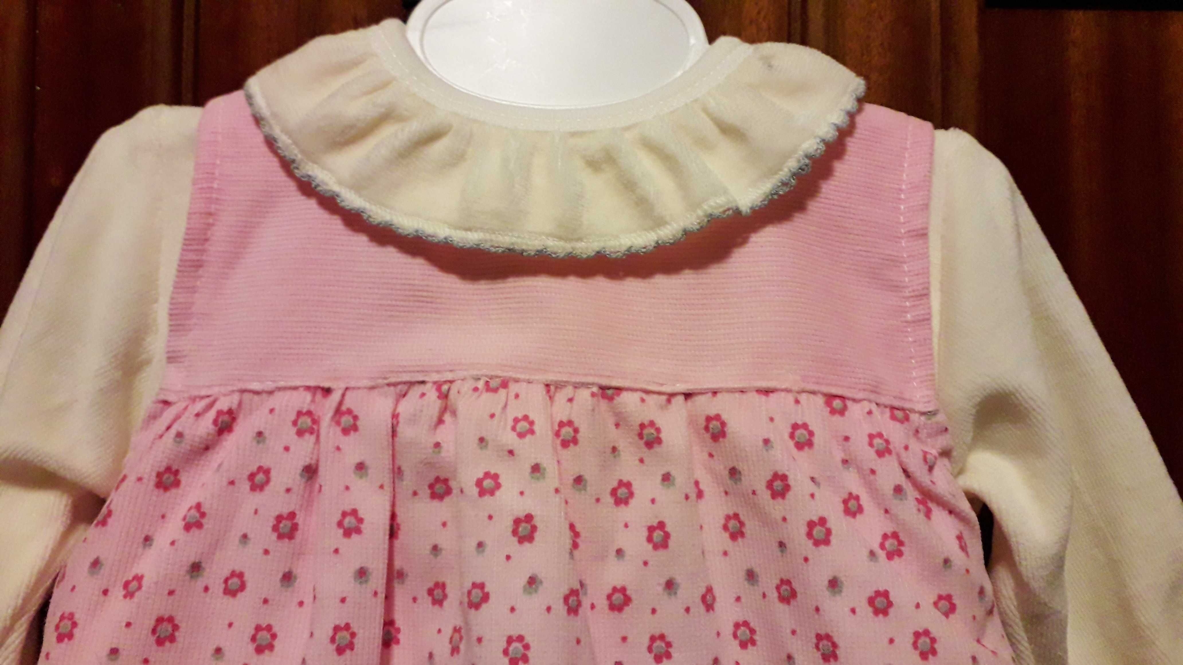 Vestido Cor-de-Rosa + Camisa – 2 meses. Novo!