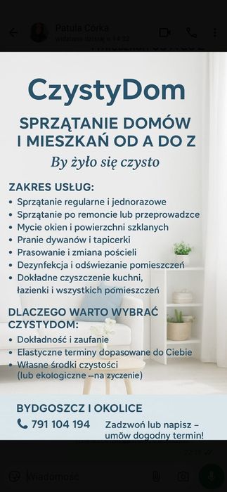 Usługi sprzatajace Bydgoszcz  ,Szubin i okolice